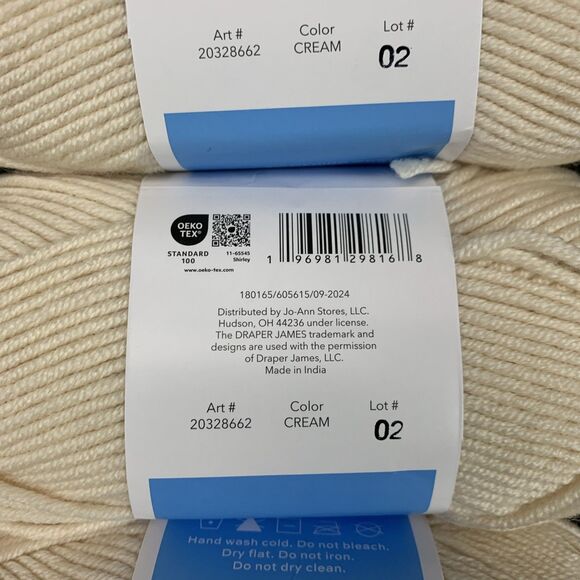 Lot Of 3 Draper James Cozy Wool Cream Merino Wool & Acrylic Yarn New - Picture 5 of 5